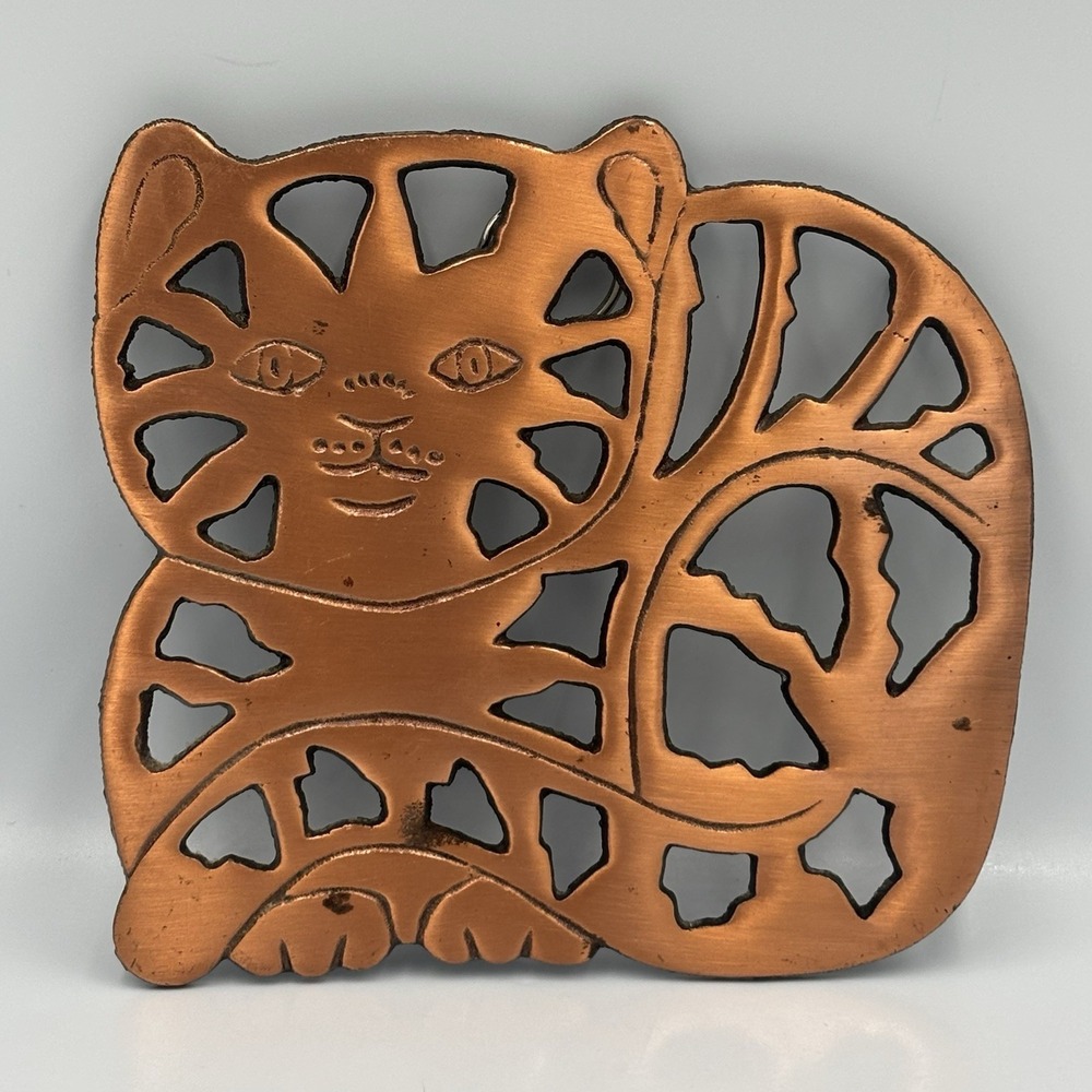 Vintage Cat Old Dutch International Cast Iron Copper Trivet Wall Potholder ODI